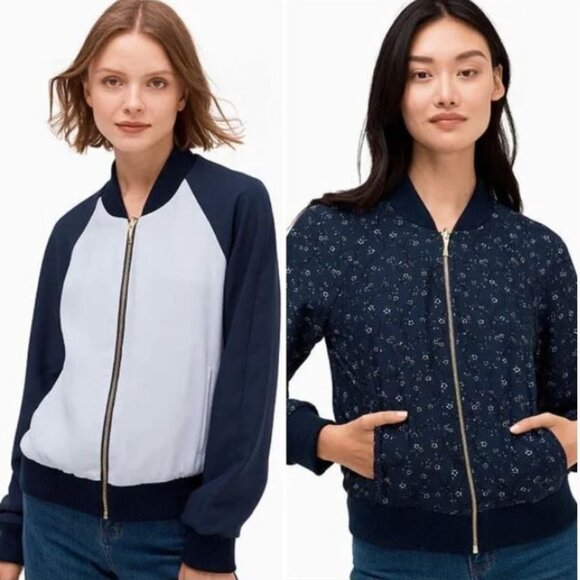 NWT Kate Spade Out West Wild Roses Reversible Bomber Jacket Size S - Picture 1 of 9